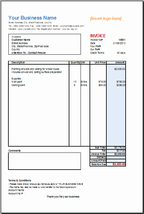 Example Of Invoice for Services New Basic Service Invoice Template for Open Fice