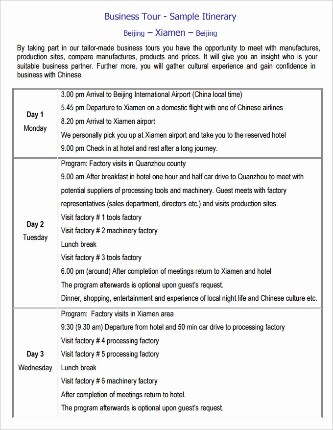 Example Of Itinerary for tour Unique 17 Travel Itinerary Templates – Free Sample Example