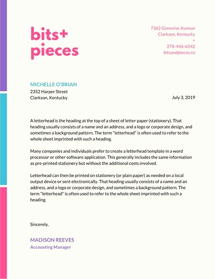 Example Of Letter Headed Paper New Customize 837 Letterhead Templates Online Canva