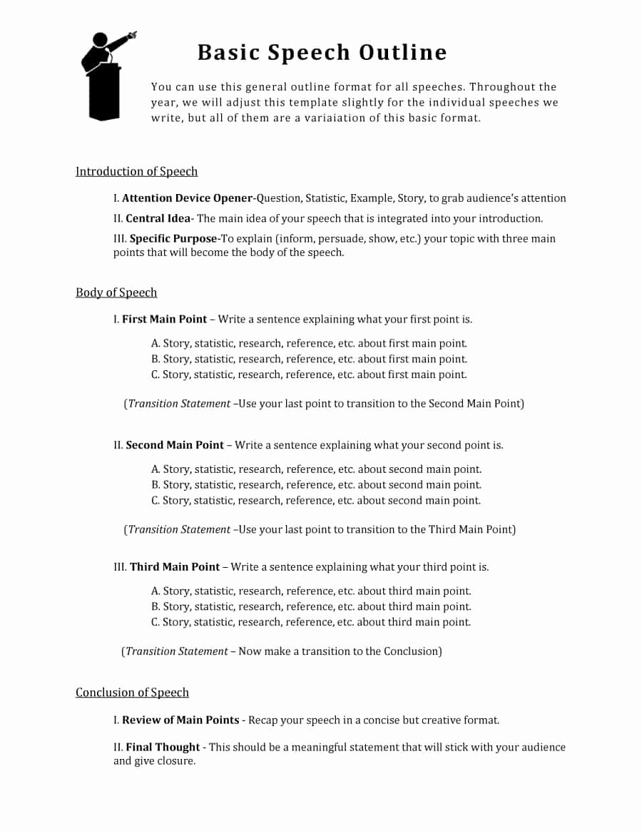 Example Of Outline for Speech Fresh 43 Informative Speech Outline Templates &amp; Examples