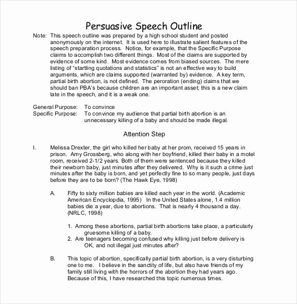 Example Of Outline for Speech Luxury 29 Speech Outline Templates Pdf Doc