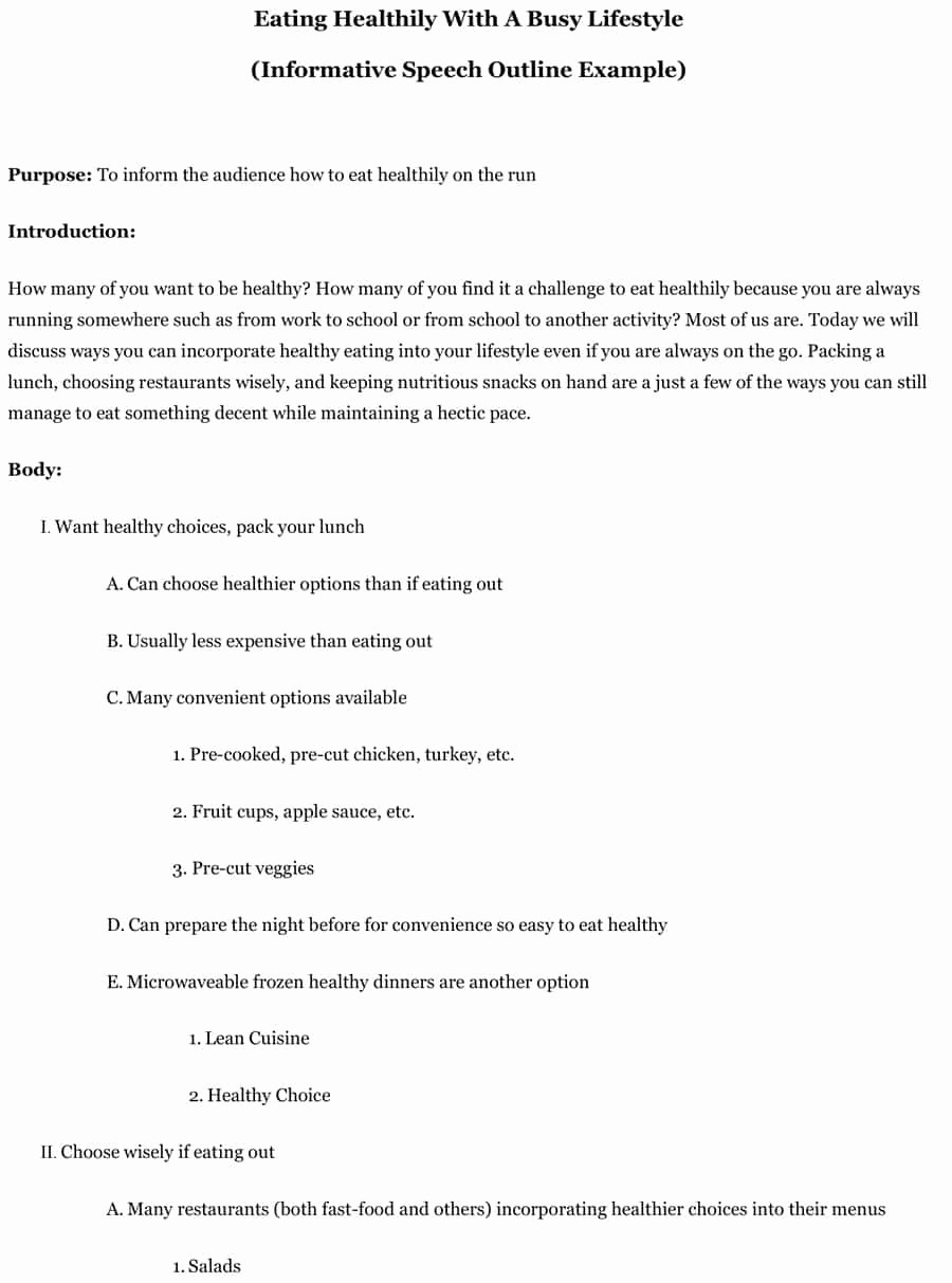Example Of Outline for Speech Luxury 43 Informative Speech Outline Templates &amp; Examples