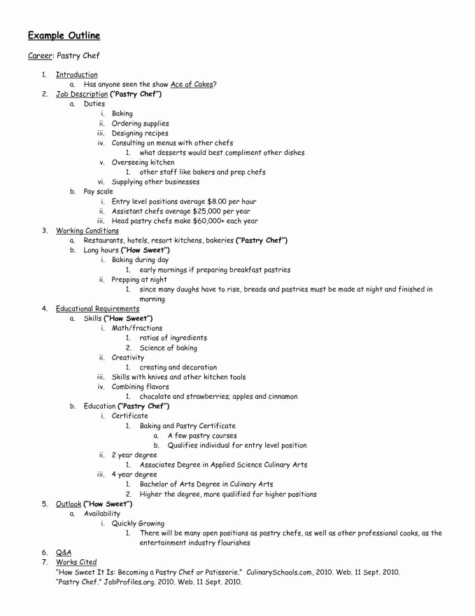 Example Of Outline for Speech Luxury Resume Outlines
