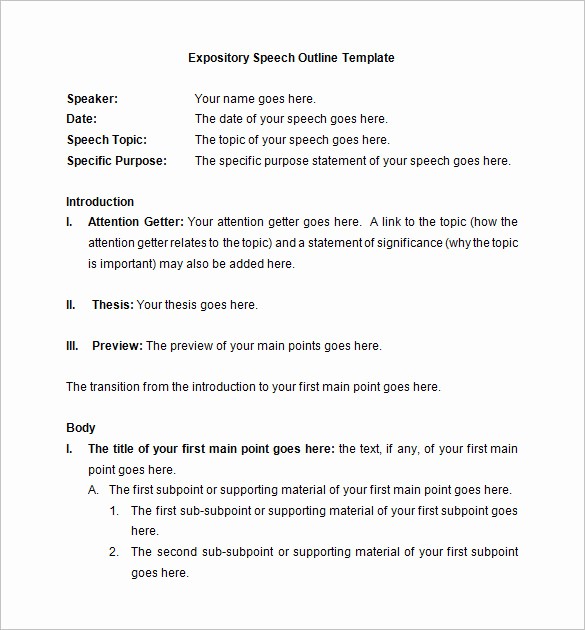 Example Of Outline for Speech New 29 Speech Outline Templates Pdf Doc