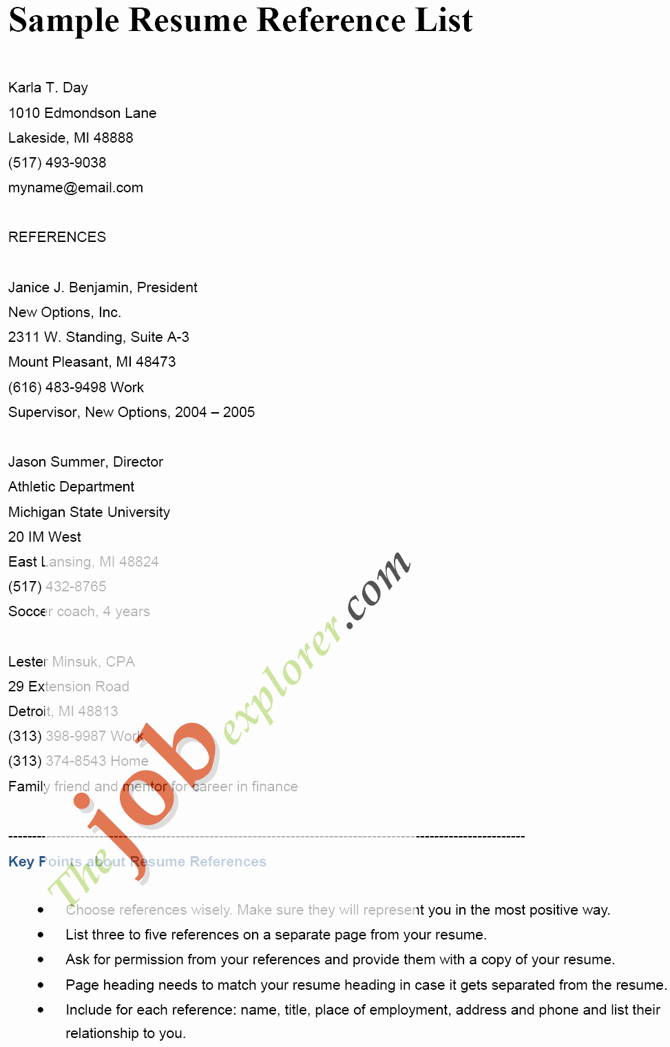 Example Of Professional Reference List Awesome Copy A Professional Reference List – Perfect Resume format