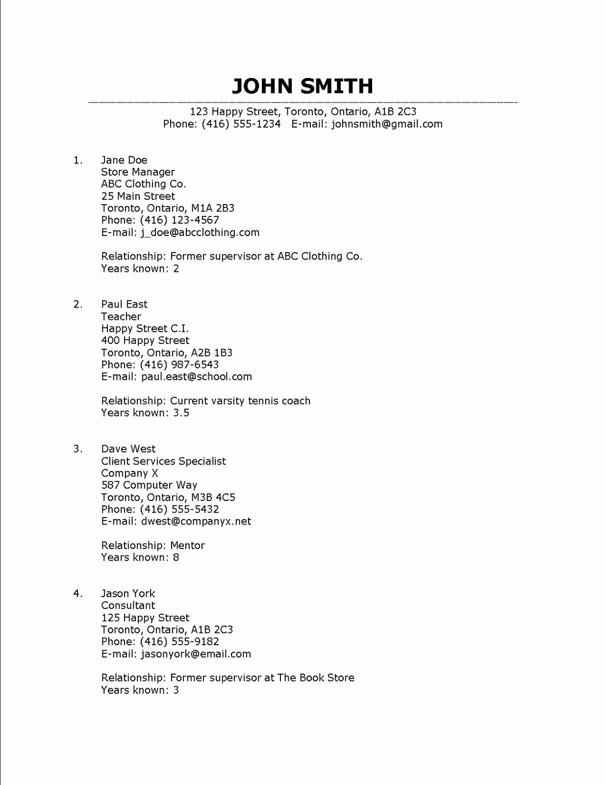Example Of Professional Reference List Unique Resume References Google Search