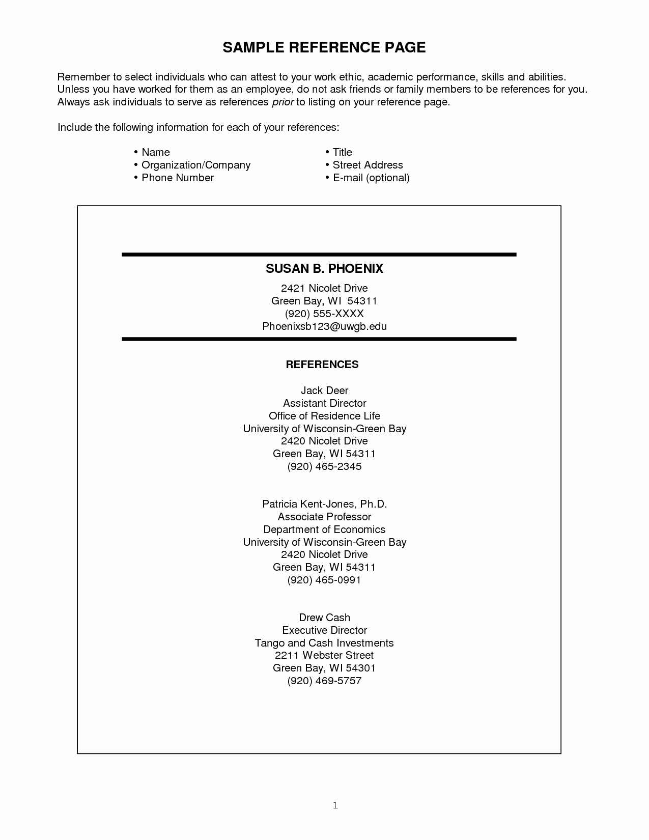 Example Of Professional References Page Awesome Reference Sample for Resume