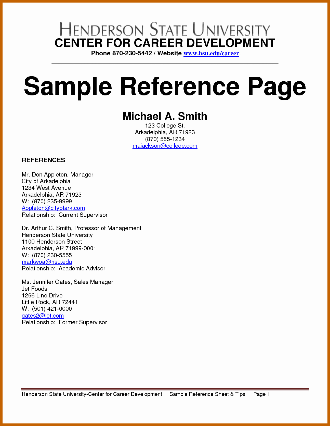 Example Of Professional References Page Beautiful 6 7 Job References Example