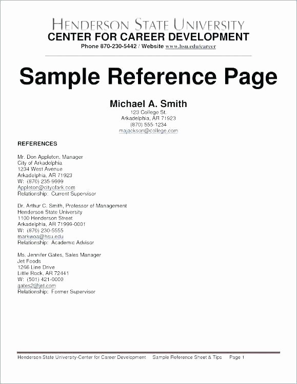 Example Of Professional References Page Elegant Sample Reference List