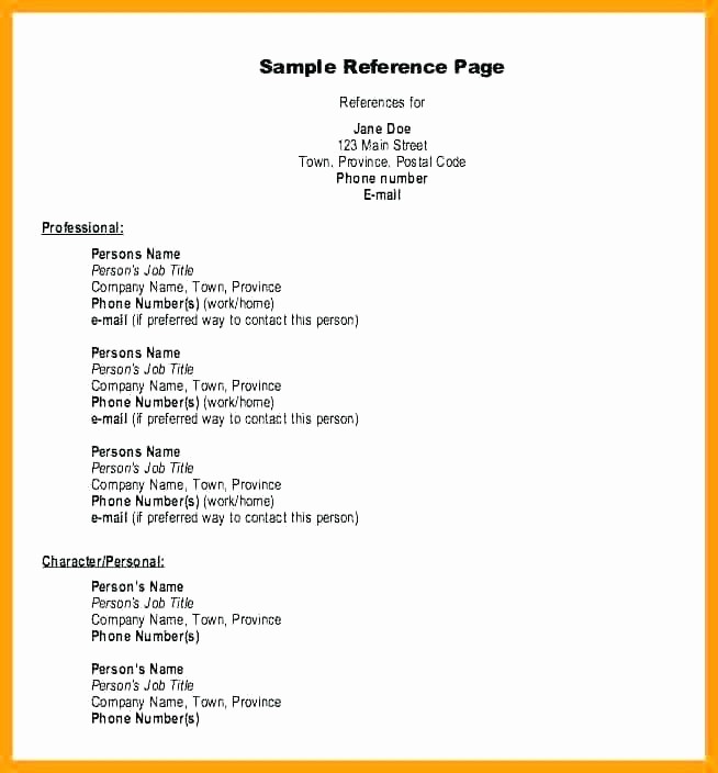 Example Of Professional References Page Luxury References Resume Layout A – Letsdeliver