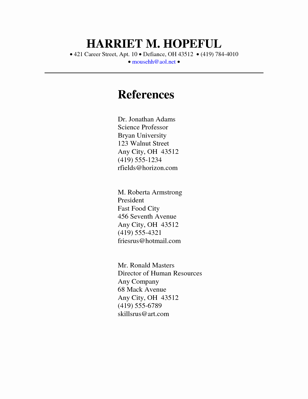 Example Of Professional References Page New Getting References for Resume Azwg