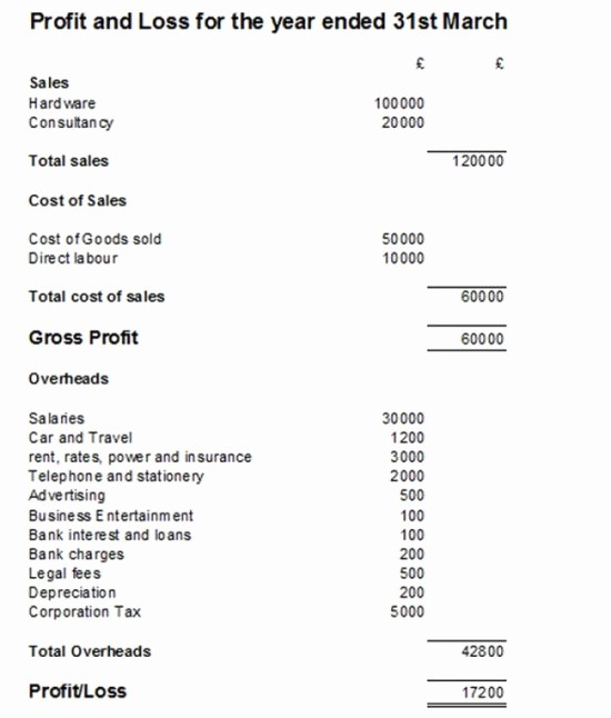 Example Of Profit and Loss Fresh Profit and Loss Statement P&amp;l Example and Template