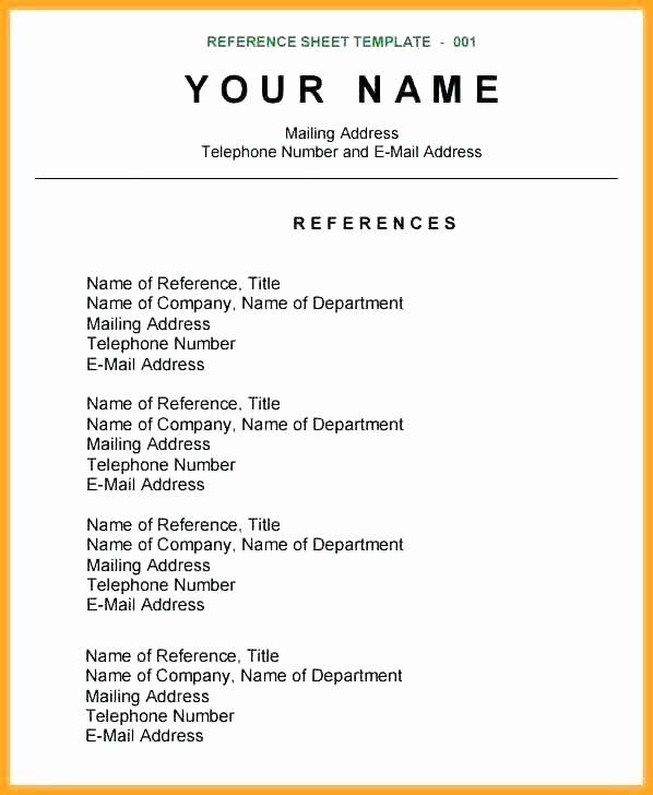 Example Of References On Resume Unique Reference Page Example