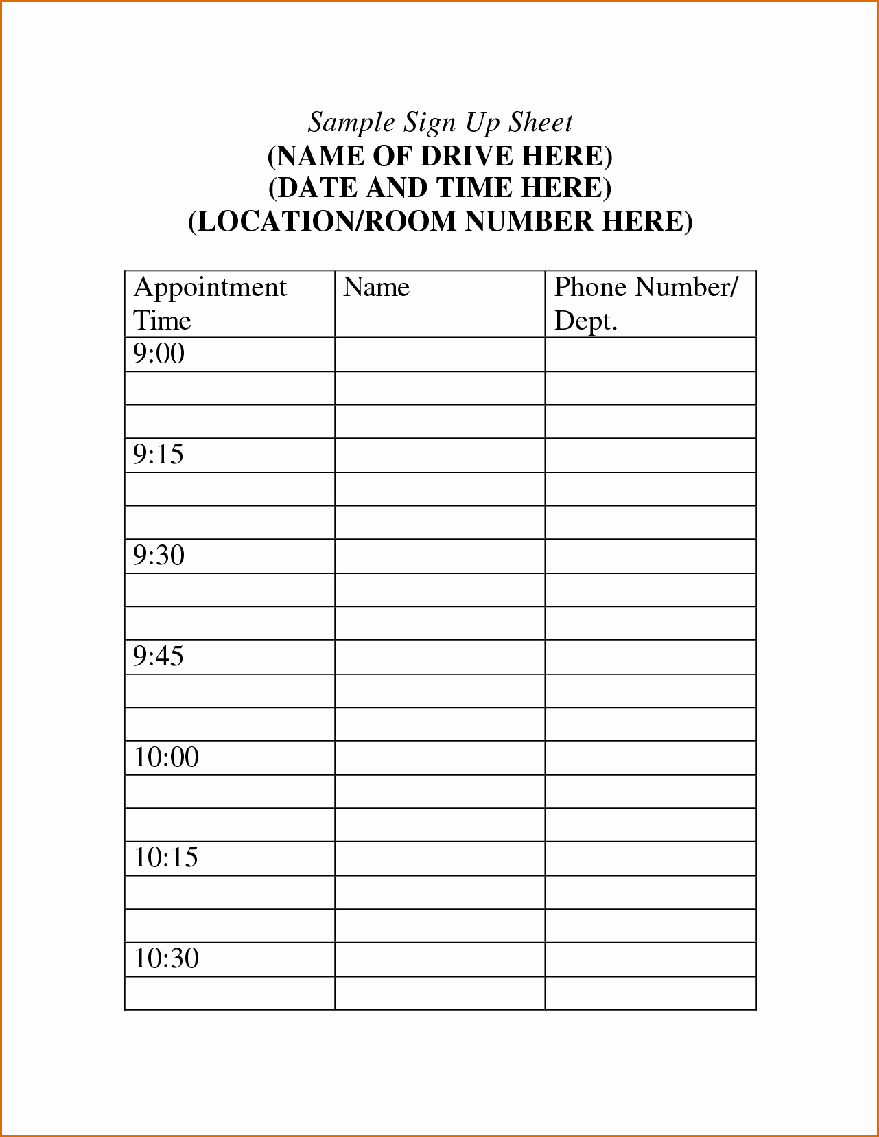 Example Of Sign In Sheet Beautiful 10 Volunteer Sign Up Sheet Template