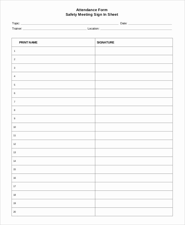 Example Of Sign In Sheet Lovely 12 attendance Sign In Sheet Templates Free Sample