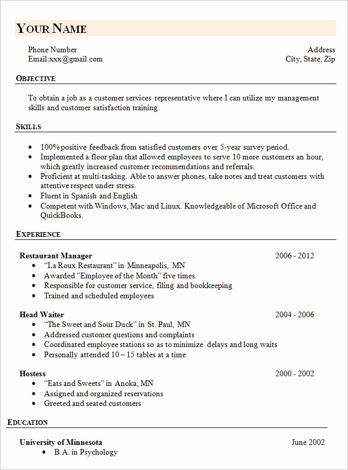 Example Of Simple Resume format Beautiful Simple Resume Template 46 Free Samples Examples