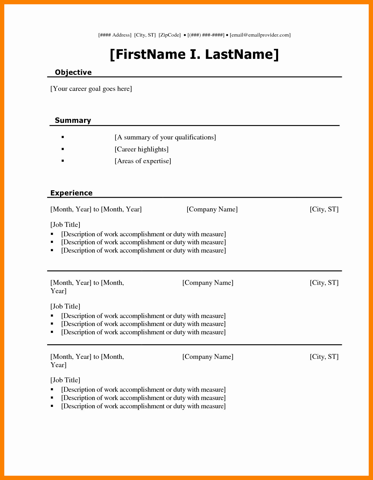 Example Of Simple Resume format Inspirational Resume Sample Microsoft Word