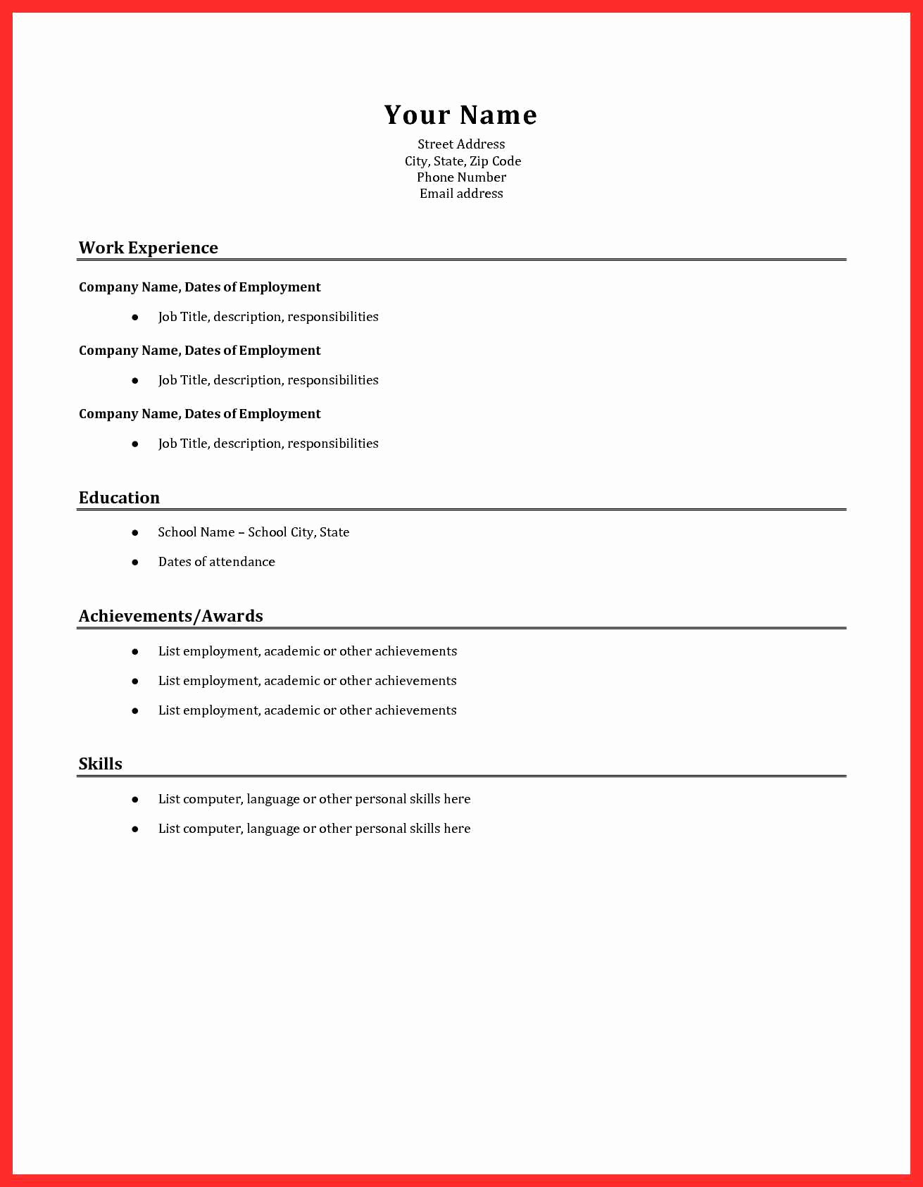 Example Of Simple Resume format Lovely Basic Resume Samples