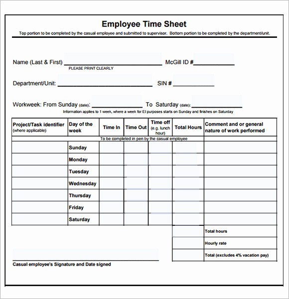 Example Of Timesheet for Employee Elegant Employee Timesheet Template 8 Free Download for Pdf