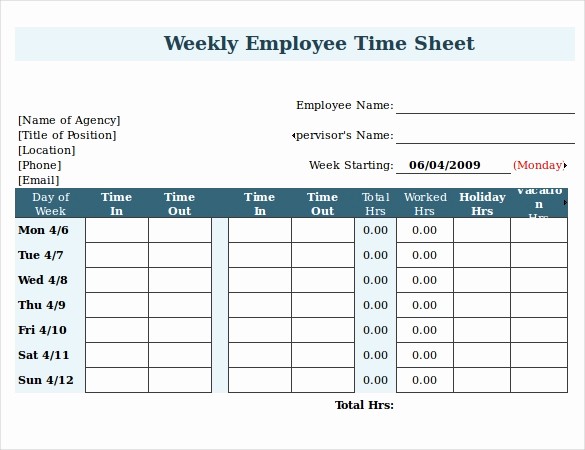 Example Of Timesheet for Employee Fresh 22 Employee Timesheet Templates – Free Sample Example