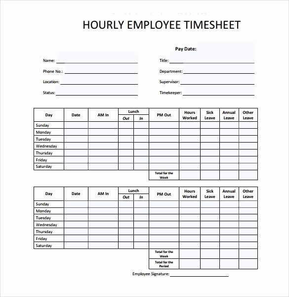 Example Of Timesheet for Employee New 18 Hourly Timesheet Templates – Free Sample Example