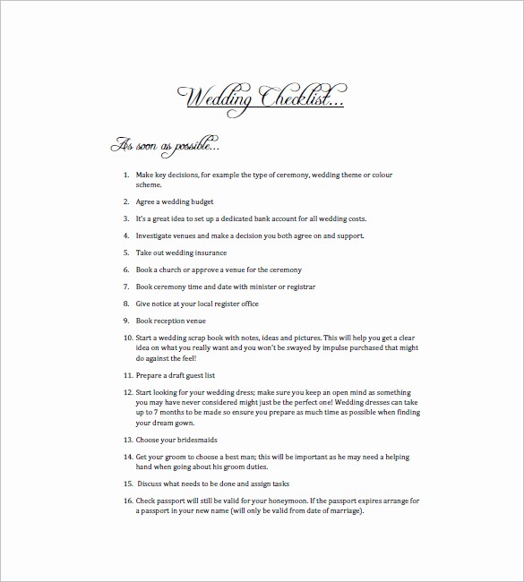 Example Of to Do List Unique Wedding to Do List – 8 Free Sample Example format