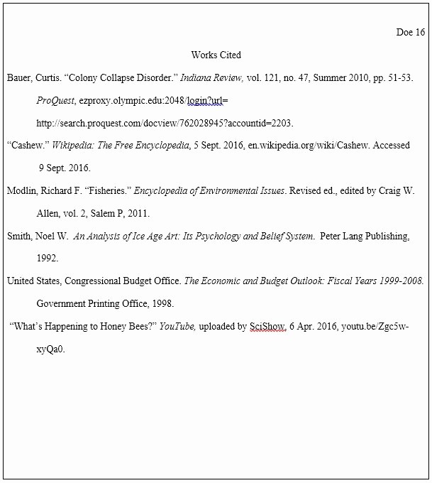 Example Of Works Cited Pages Lovely &quot;works Cited&quot; Page Mla 8th Edition Documentation Style