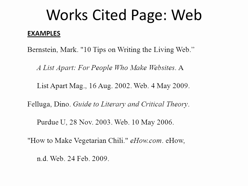 Example Work Cited Page Mla Best Of Mla Works Cited &amp; In Text Citations Ppt Video Online