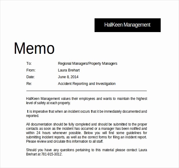 Examples Of A Business Memo Lovely 16 Professional Memo Templates – Sample Word Google Docs