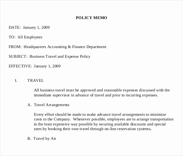 Examples Of A Business Memo New 15 Policy Memo Templates – Sample Word Google Docs