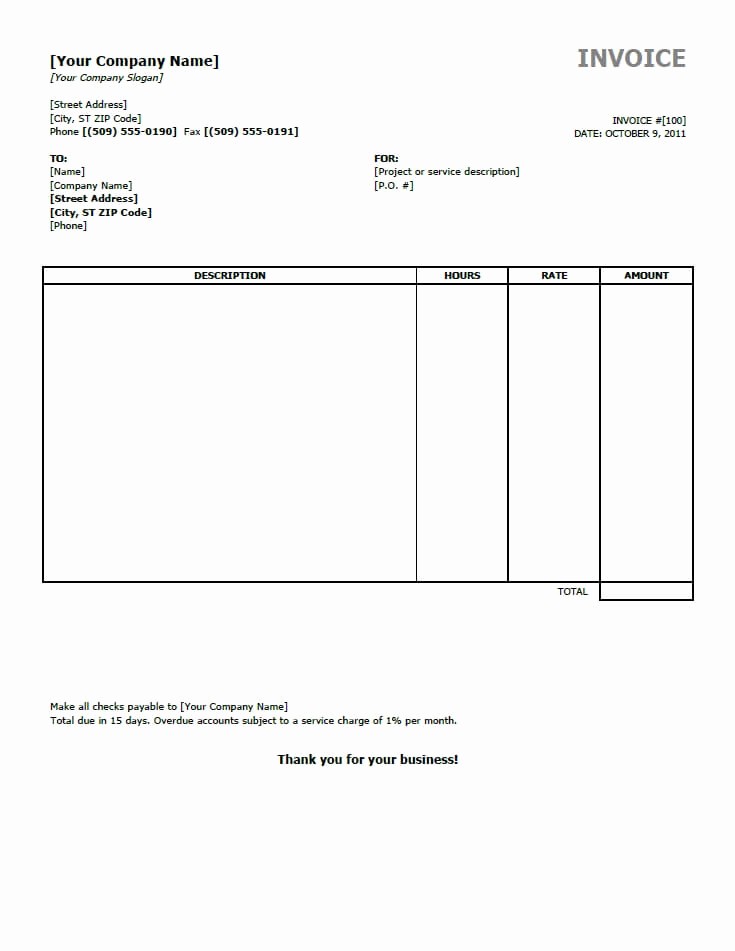 Examples Of Invoices for Services Fresh Free Invoice Templates for Word Excel Open Fice