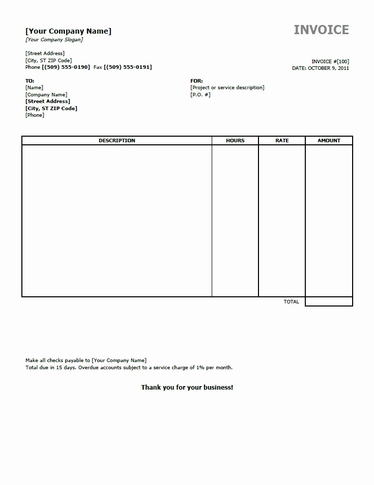 Examples Of Invoices In Word Awesome Standard Invoice Template