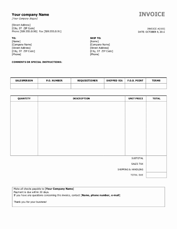 Examples Of Invoices In Word Fresh Free Invoice Templates for Word Excel Open Fice