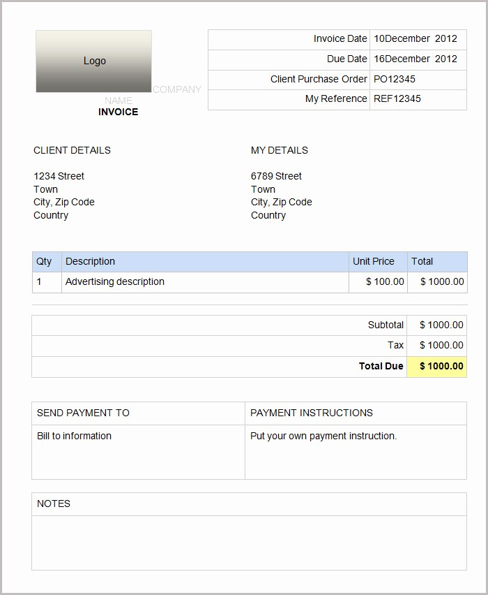 Examples Of Invoices In Word Lovely Basic Invoice Template Word