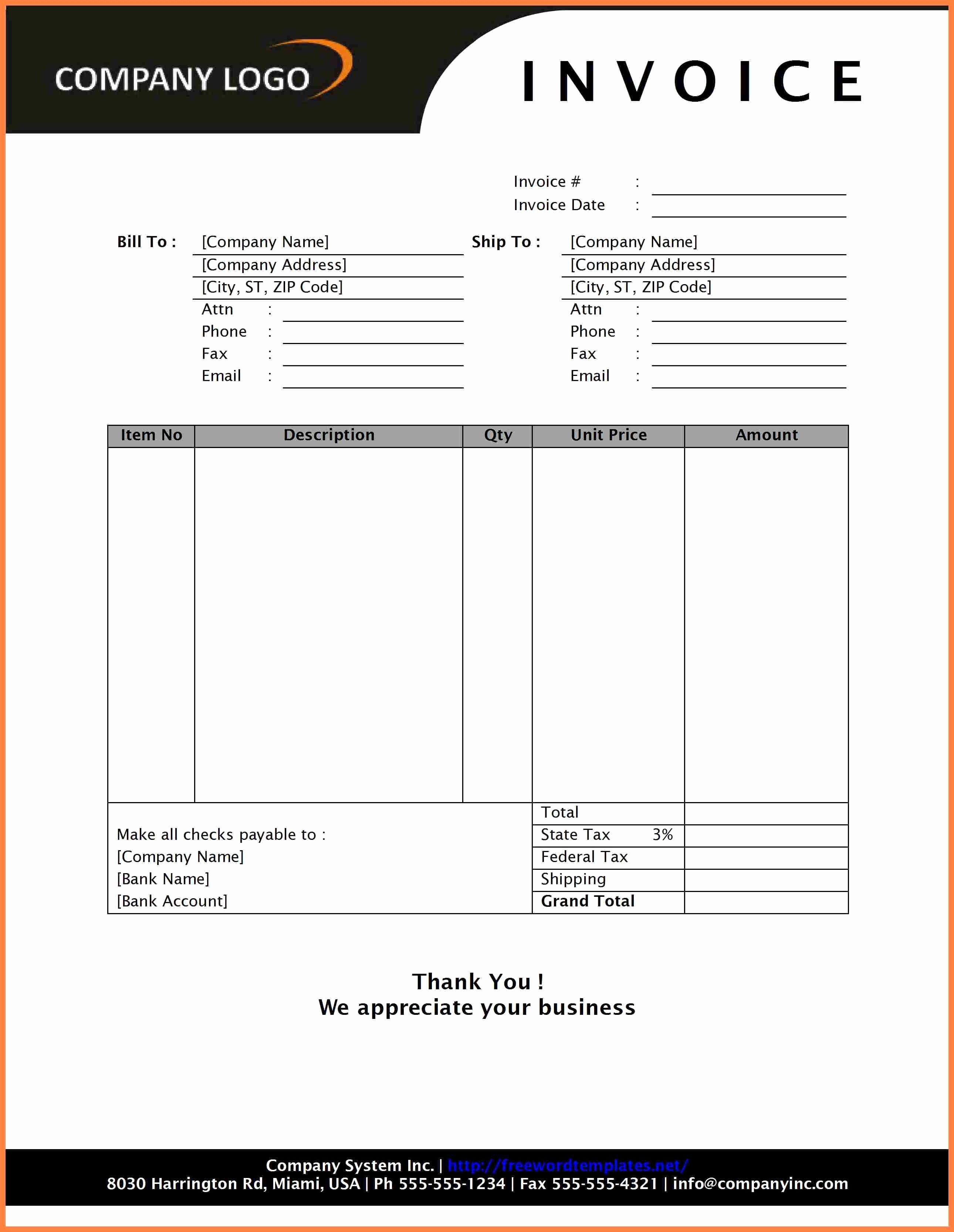 Examples Of Invoices In Word New Sale Invoice format In Word Invoice Template Ideas