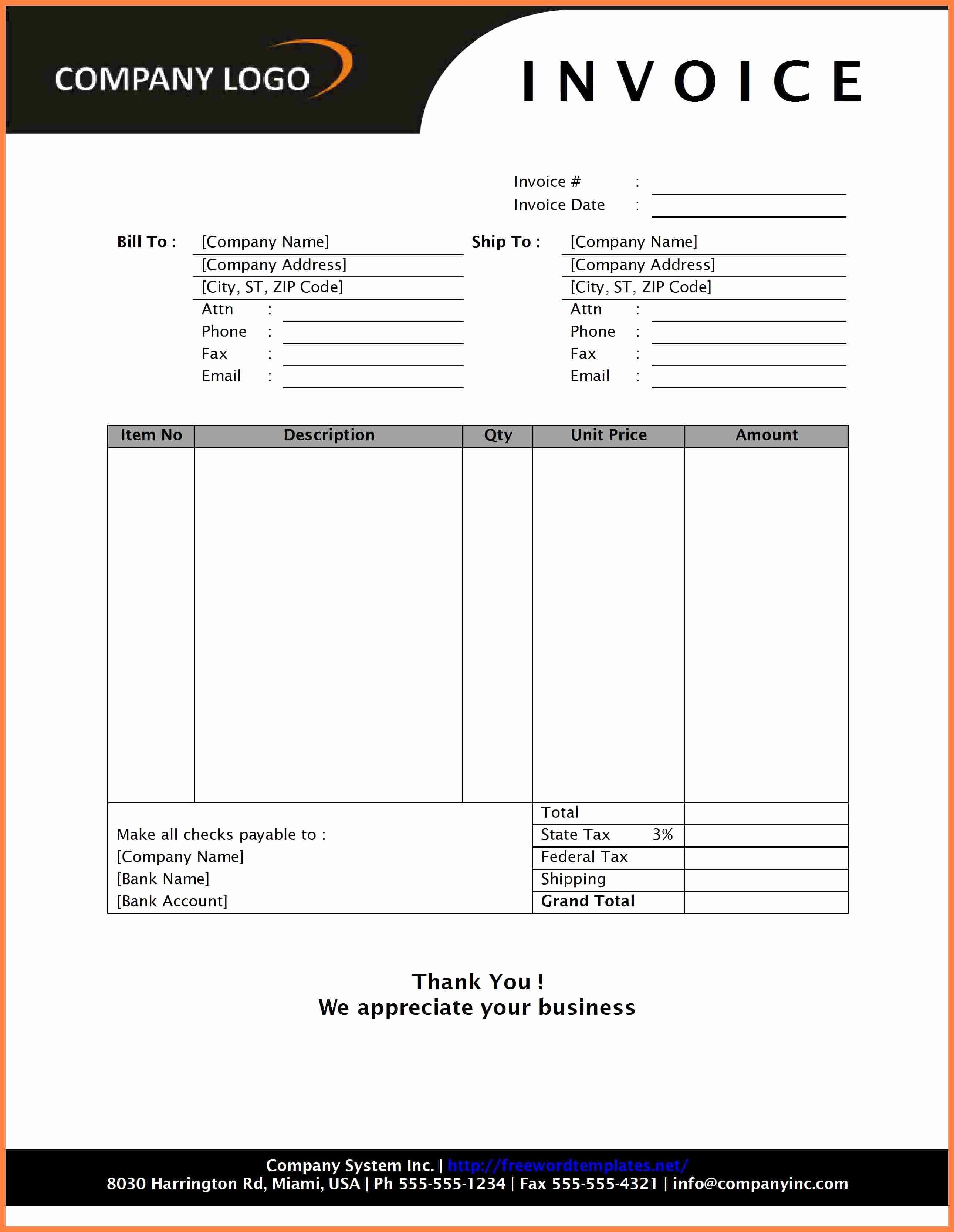 Examples Of Invoices In Word Unique Sales Invoice Template Word Invoice Template Ideas