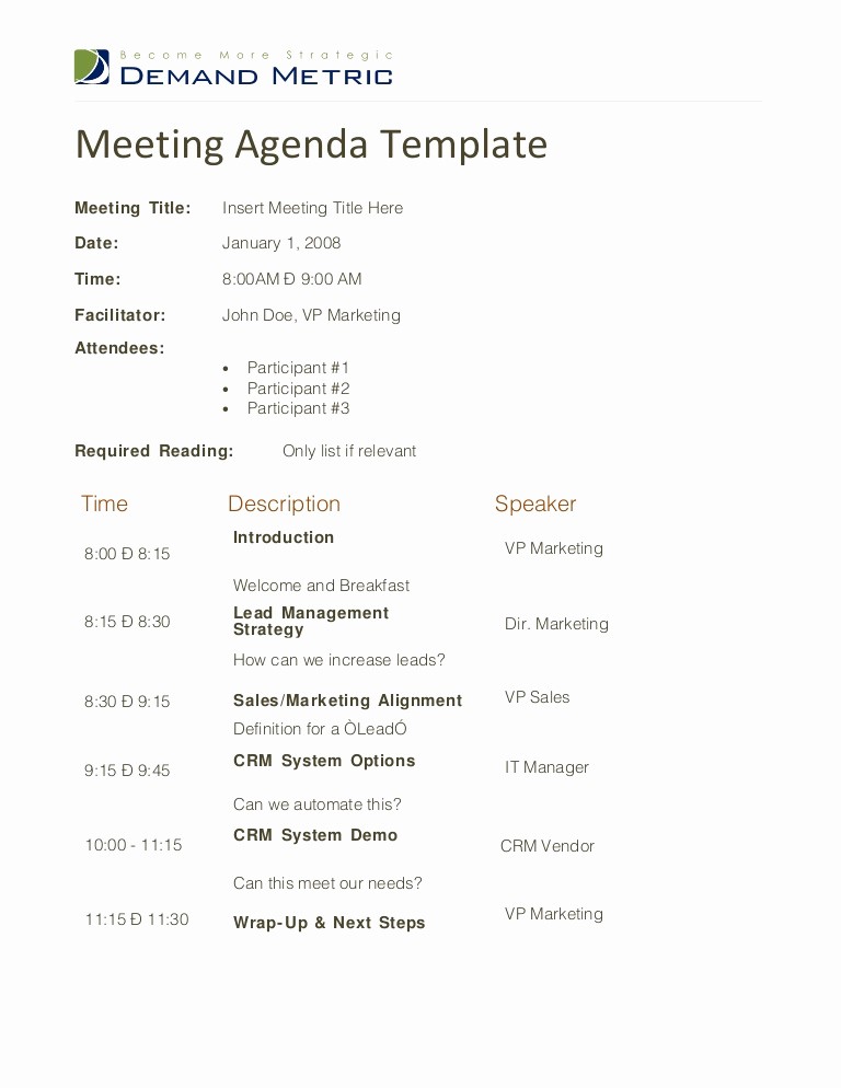 Examples Of Meeting Agenda Templates Inspirational Meeting Agenda Template