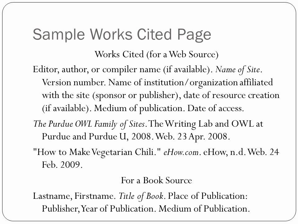 writing a works cited page assignment