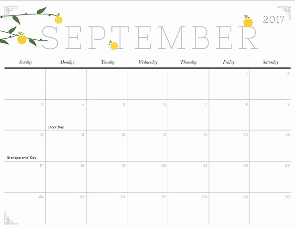 Excel Calendar 2017 with Holidays Elegant September 2017 Printable Calendar Template Holidays