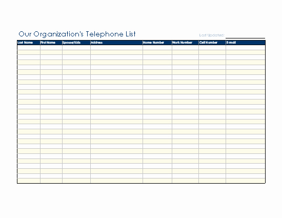 Excel Contact List Template Free Fresh Phone List Template Microsoft Excel Template