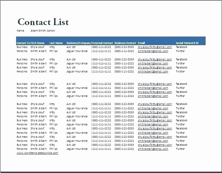 Excel Contact List Template Free Lovely Insurance Database Template Understand the Background