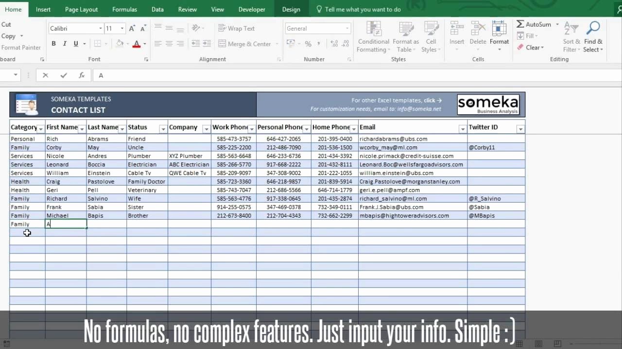 Excel Contact List Template Free New Contact List Template In Excel