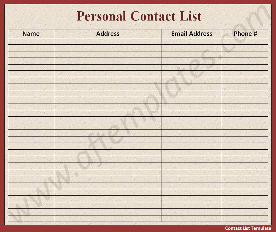Excel Contact List Template Free New Contact List Template