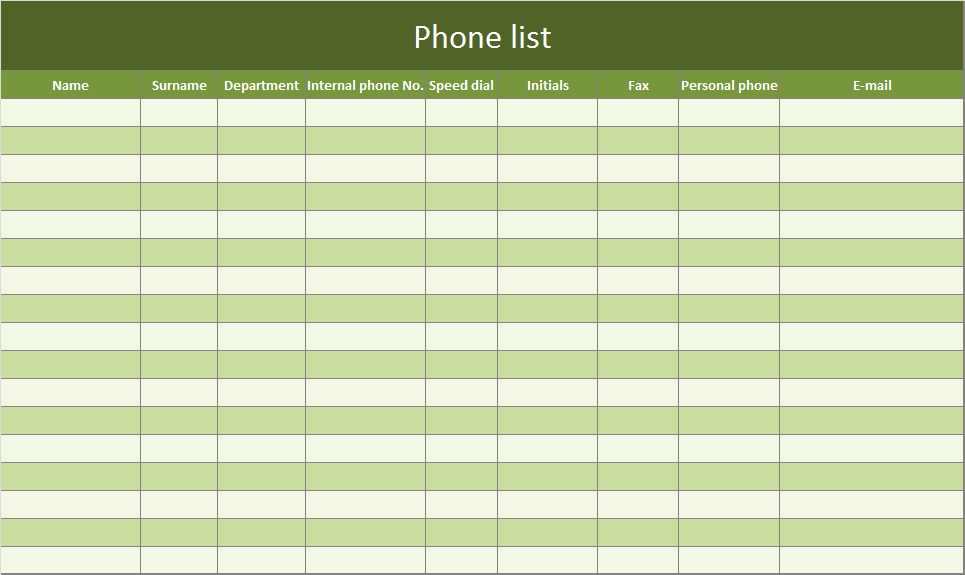 Excel Contact List Template Free New Phone List as Excel Template – Free Of Charge