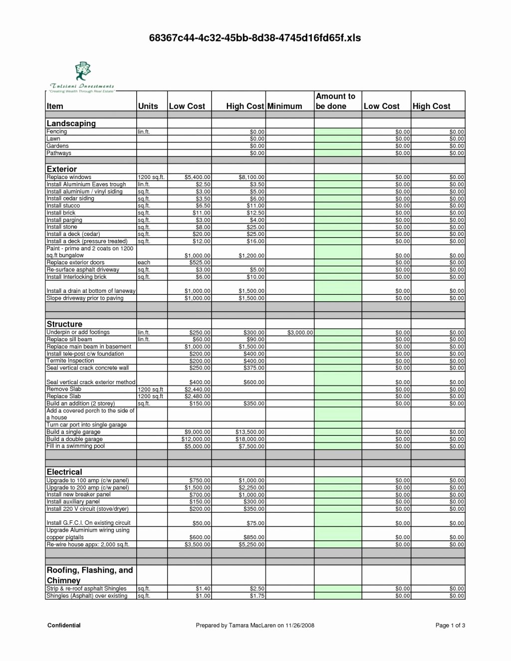 Excel Costing Template Free Download Inspirational Excel Construction Estimate Template Download Free Example