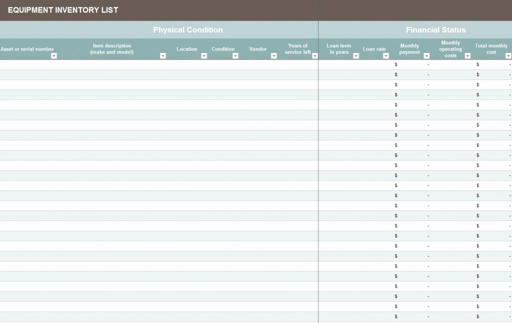 Excel Equipment Inventory List Template Beautiful Equipment Inventory Template