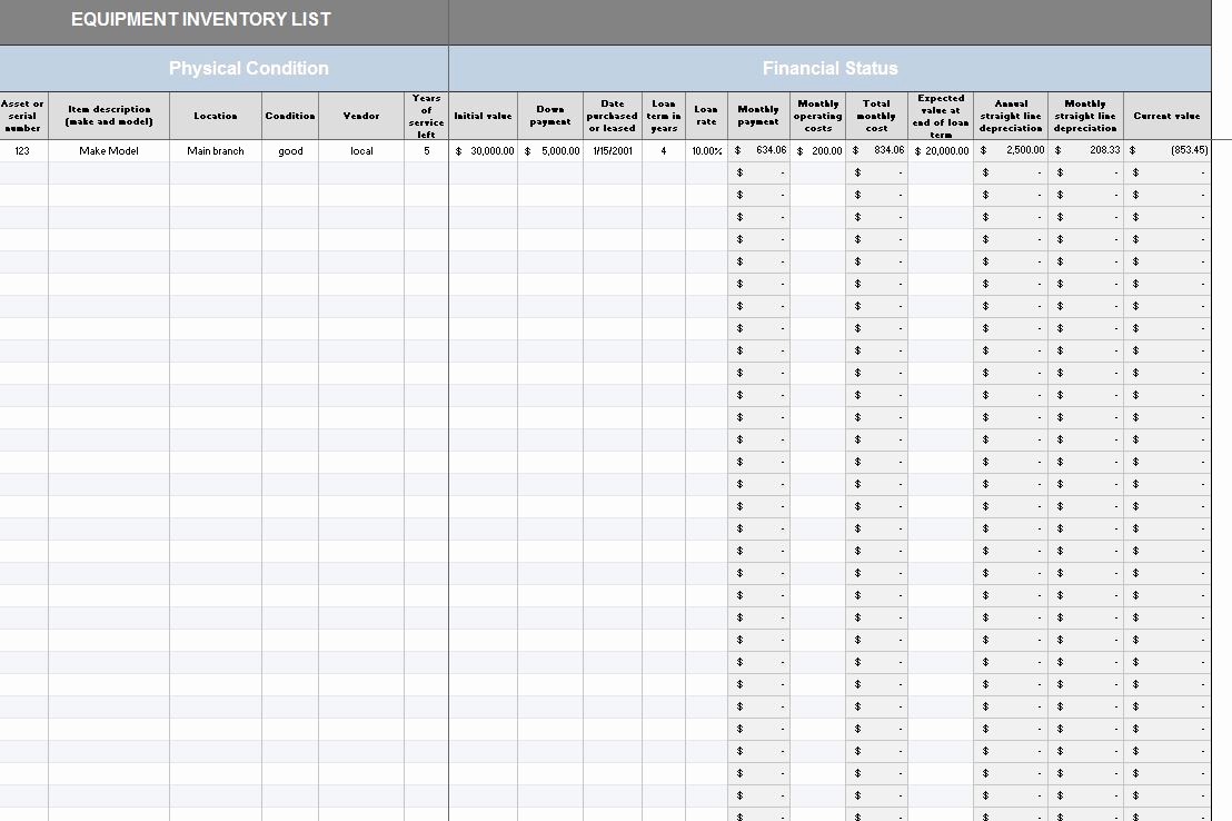 Excel Equipment Inventory List Template Lovely Equipment Inventory Template