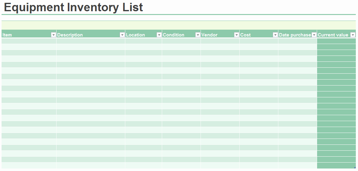Excel Equipment Inventory List Template Luxury 20 Free Equipment Inventory List Templates Ms Fice