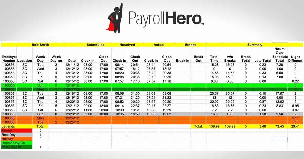 Excel formula for Payroll Hours Luxury Use the Employee Time attendance Export to Submit Clocked