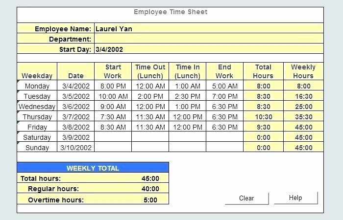 timesheet excel template hour calculator